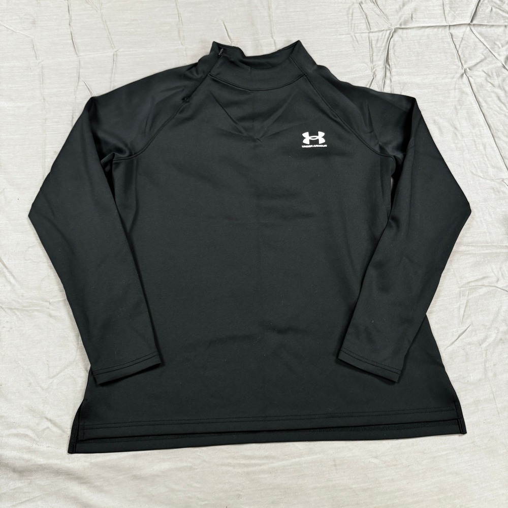 Under Armour ColdGear Fitted Mock Neck Long Sleeve Shirt Black Womens XL